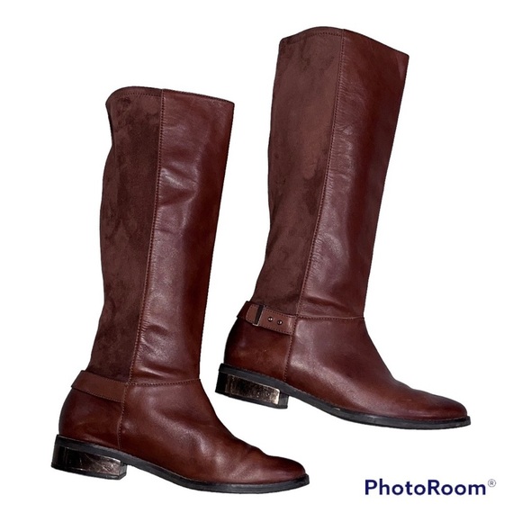 Cole Haan Brown Leather Adler Tall Riding Boots - Picture 4 of 7
